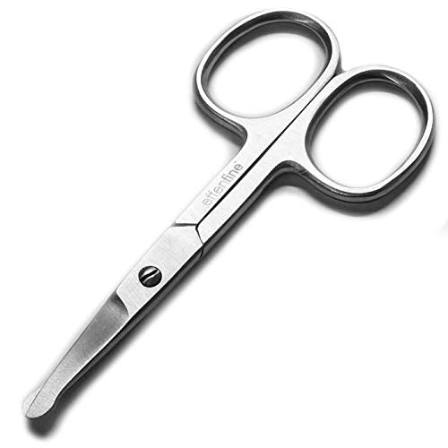 Hair Scissors for Trimming - Safely Trim Nose Ears Eyebrows Mustaches and Beards, German Stainless Steel Scissors with Safety Tips