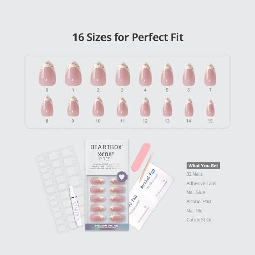 BTArtbox Short Almond French Tip Press On Nails Kit - 32 Count