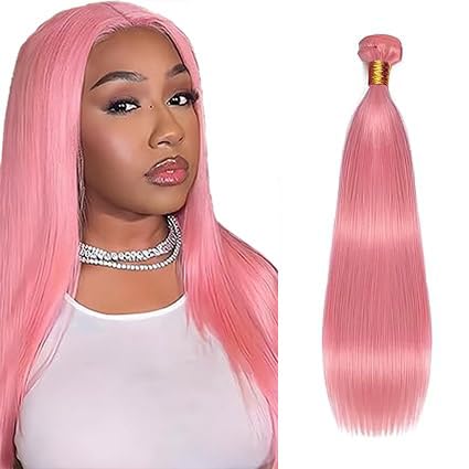 Pink Straight Brazilian Human Hair Bundle 24 Inch 50g