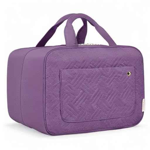 BAGSMART Toiletry Bag Travel Bag with Hanging Hook, Water-resistant Makeup Cosmetic Bag Travel Organizer for Accessories, Shampoo, Full Sized Container, Toiletries (Purple, Medium)