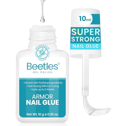 Beetles 10ml Super Strong Nail Glue, 10s Fast-Drying Brush On Glue
