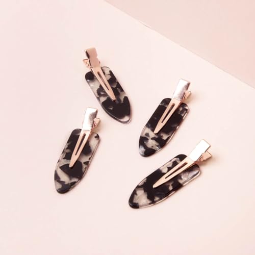 Kitsch Creaseless Hair Clips - Black Terrazzo No-Bend Makeup Clips, 4-Pack