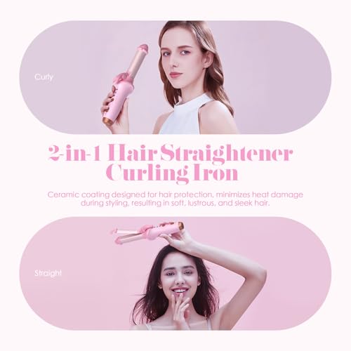 Cordless 2-in-1 Curling Iron & Straightener - 1 Inch Mini Travel Hair Styler