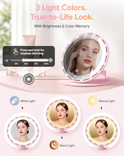 Gospire Portable Lighted Makeup Mirror with Fan and Dimming