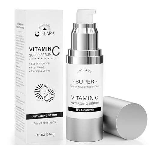 Super Vitamin C Serum, 20% Vit C Anti Aging & Wrinkle Retinol Face Serum With Hyaluronic Acid, Vitamin E, Caffeine, Peptides For Women Face Fine Lines Wrinkle Brightening - 1 Fl Oz