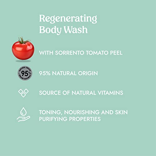 Itinera Regenerating Body Wash with Sorrento tomato peel (12.51 fl oz) - with Aloe vera and Glycerine - Vegan Friendly - 95% Natural Origin Ingredients