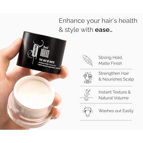 David Darko Natural Hair Clay for Men – Matte Finish, Medium Hold