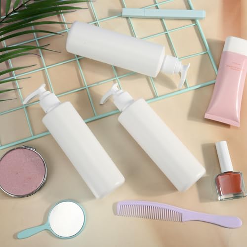 Thyle 20 Pcs Plastic Pump Dispenser Bottle 8 oz Refillable Plastic Bottles Bulk Lotion Container Travel Lock Empty container for Shampoo Massage Oil Dispensing(White Bottle, White Head)