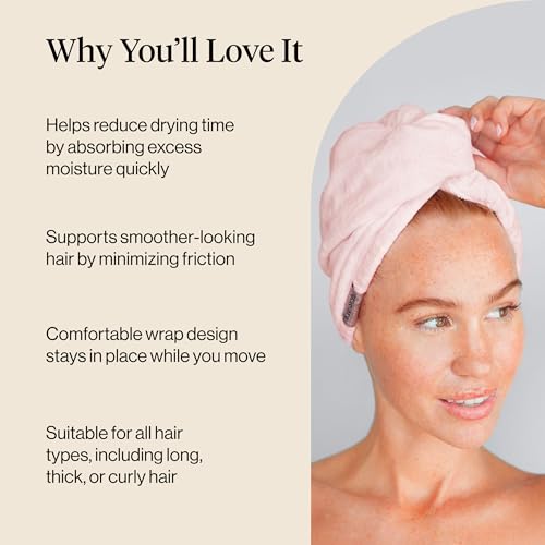 Kitsch Microfiber Hair Towel Wrap - Pink Anti-Frizz Hair Drying Towel