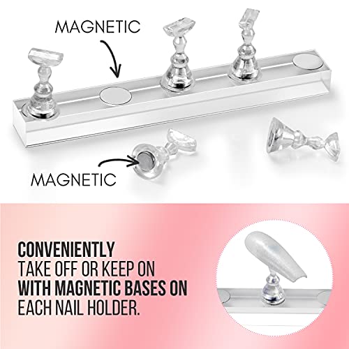 Makartt Acrylic Nail Stand Nail Practice Stand Magnetic Nail Tips Practice Bundle with Makartt 500Pcs Soft Gel Full Cover Nail Tips, Medium Coffin Clear Fake Nail Tips