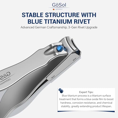 Large Stainless Steel Nail Clipper with Anti-Splash Catcher - Ultra Sharp, GÖSOL