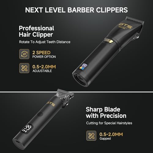 GTS Hair Clippers for Men Professional, Beard Trimmer Kits & Sets, Cordless Mens Hair Trimmer, Electric Shavers, Haircutting Machine with LED Display, for Barber 4 in 1