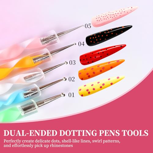 25-Piece Nail Art Tools Set with Brushes, Dotting Tools & Stands