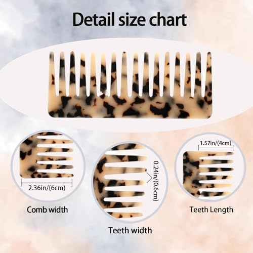 Large Hair Detangling Comb - Wide Tooth Comb Cellulose Detangler Combs for Women Thick Curly Wavy Wet Dry Hair 2 Pack (Tortoise Shell, Ivory)