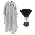 White with Five-Line Stripe Professional Hair Cutting Cape & Neck Duster Brush Set