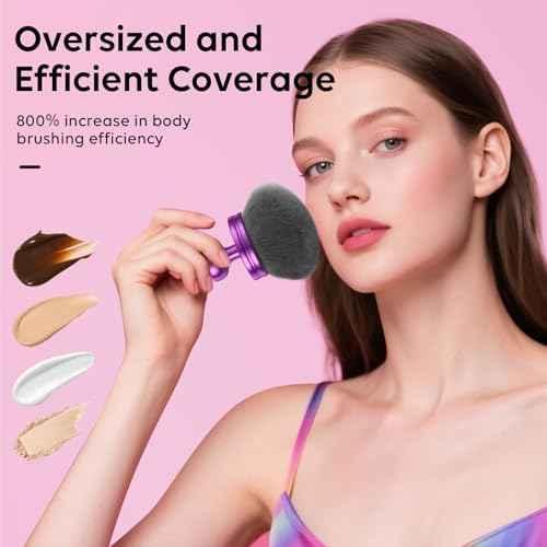 4.4 Inch Extra Large Kabuki Brush, Big Body Makeup Brush, Tanning Brush for Streak, Free Application, Dry & Wet Use, Durable Design - Perfect for Sunless Tanning, Body Lotion, Moisturizer