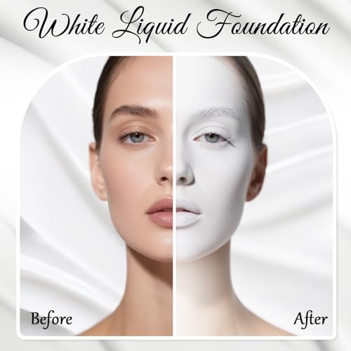 White Liquid Foundation for Halloween Makeup - Full Coverage Waterproof