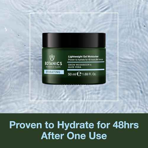 Botanics Lightweight & Hydrating Face Moisturizer for Women & Men - Gel Facial Moisturizer for Dry Skin - Enriched with Snow Mushroom & Aloe Vera - Vegan & Cruelty-Free 48-Hour Hydration (1.69 Fl Oz)