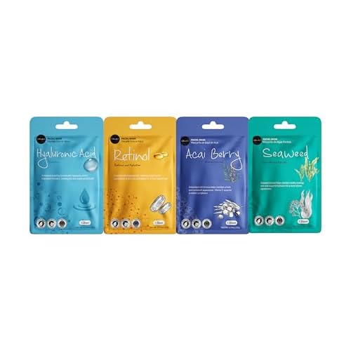 celavi Face Mask Set Korean Beauty Essence Facial Paper Sheet Mask Korea Skin Care Moisturizing 4 Packs of each 12 New flavors K-Beauty Skincare 48 masks in a pack Made in Korea