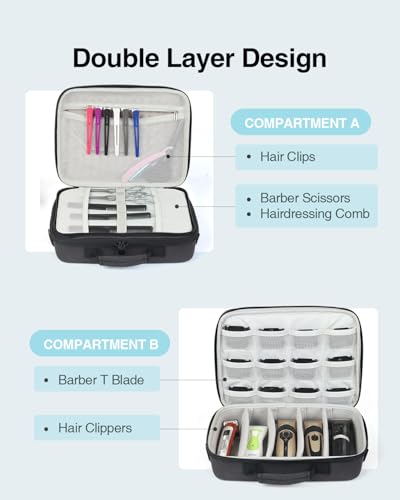 Luxtude Large Barber Case for Clippers & Supplies
