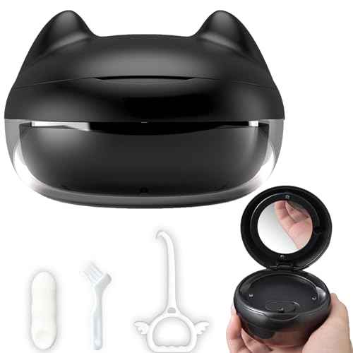 Retainer Case for Cleaning,No-Leak Mouth Guard Cute Retainer Case with Retainer Removal Tool and Brush (Black Cat)