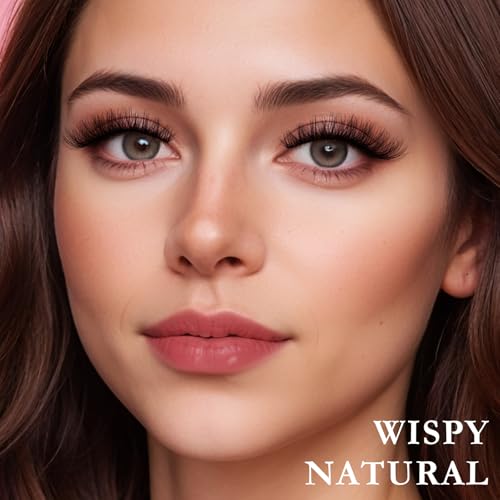 QUNETY Wispy Cat Eye Fake Eyelashes - 14 Pairs of Faux Mink