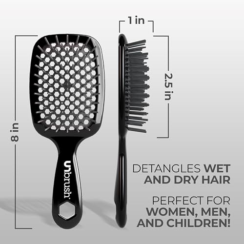 FHI Heat UNbrush Detangling Brush for Pain-Free Brushing on All Wet or Dry Hair Types — Durable DuoFlex Anti-Static Bristles, Lightweight Handle, Vented Hair Brush, Grey