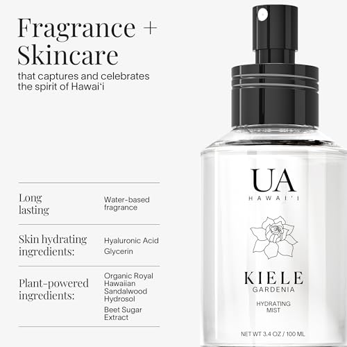 Ua Body Kiele Gardenia Body & Hair Mist - Hydrating Floral Perfume for Women & Men, Alcohol-Free, 3.4 oz
