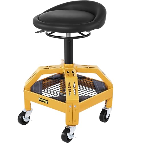 VEVOR Rolling Garage Stool - Adjustable Height, 300LBS Capacity, Mechanic Seat with Tool Tray & Swivel Wheels