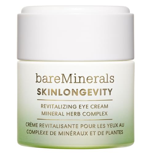 bareMinerals Skinlongevity Revitalizing Eye Cream, For Brighter, Firmer Under-Eyes, Reduces Puffiness & Dark Circles, Vegan, Safe for Sensitive Skin