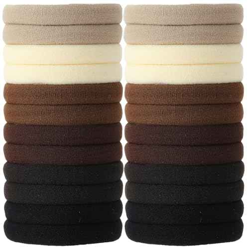 120Pcs Large Brown Nylon Hair Ties for Thick Curly Hair No Damage, Big Soft Cloth Hair Elastic Bands & Seamless Stretchy Fabric Ponytail Holders for Women Girls, Perfect for Updos & Braids