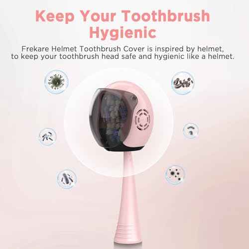 Helmet Toothbrush Covers Caps, Toothbrush Head Protector for Household Travel, Fits Most Manual and Electric Toothbrushes, 4 Count (Blue, White, Pink, Rose Pink)