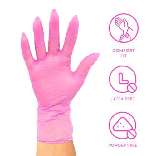 Colortrak Pink Disposable Powder Free Vinyl Gloves, Single-Use, Latex-Free