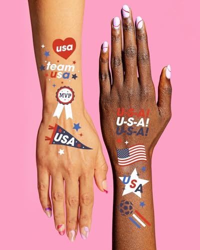 Soccer USA Temporary Tattoos - 2 Sheets, Patriotic