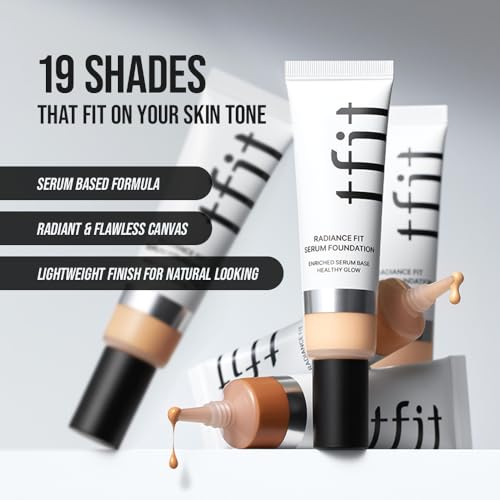 TFIT Radiance Fit Serum Foundation - Flawless Coverage, Dewy finish, Long-lasting, Lightweight, Korean Makeup,1.05 Oz. (C1.5 Lingerie, 1.05 Oz.)