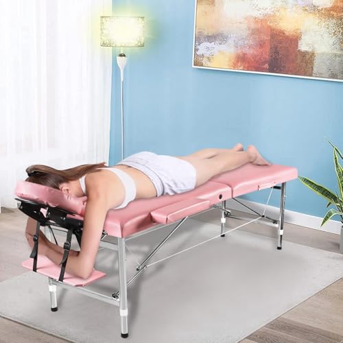 Portable Massage Table 24" Wide Adjustable Folding Bed Pink