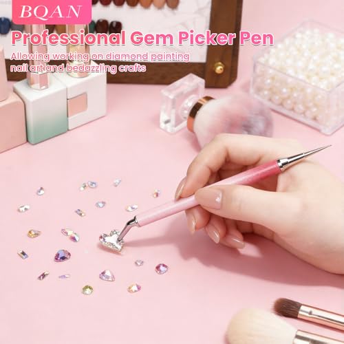 BQAN Dual-Ended Rhinestone Picker Tool with 4 Wax Clays for Nail Art