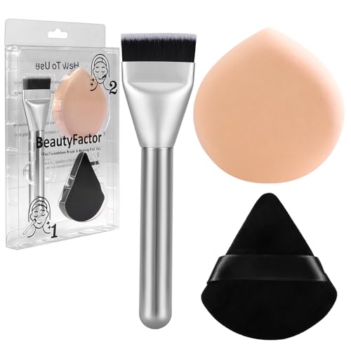 Flat Foundation Brush & Makeup Sponge Set