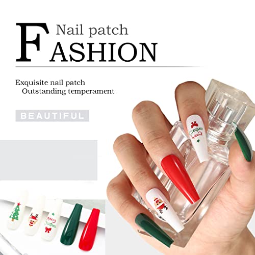 Uranian Coffin Extra Long Press on Nails Snowflake Red Christmas Fake Nails Elk Ballerina Glossy Full Cover False Nails Santa Claus Acrylic Nails Tips for Women and Girls 30 PCS (Pattern-A)