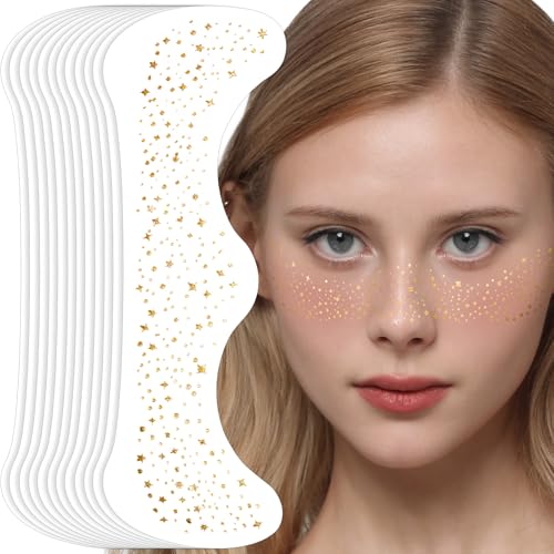 12 Gold Glitter Freckles Patches - Waterproof Face Makeup