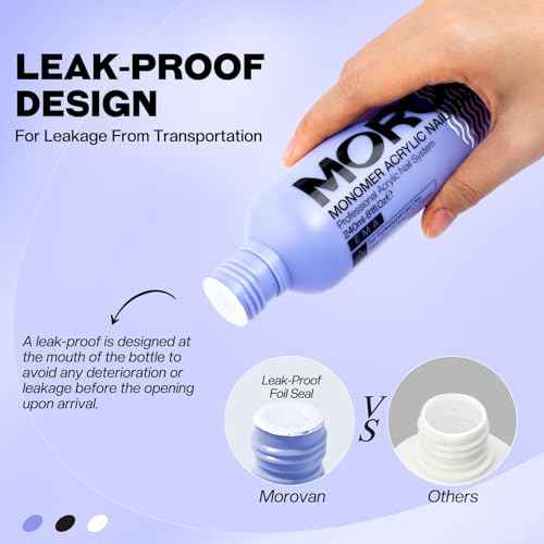 Morovan Monomer Acrylic Nail Liquid 8oz for Acrylic Powder - Professional Monomer Acrylic Nail Liquid For Acrylic Nail Extension Non-Yellowing MMA-Free