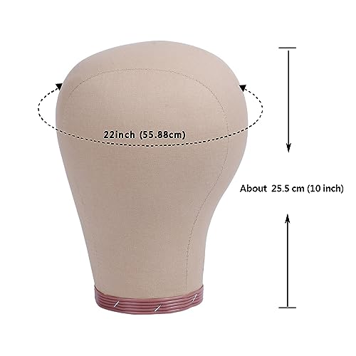 22 Inch Canvas Wig Head Mannequin with Cork Block