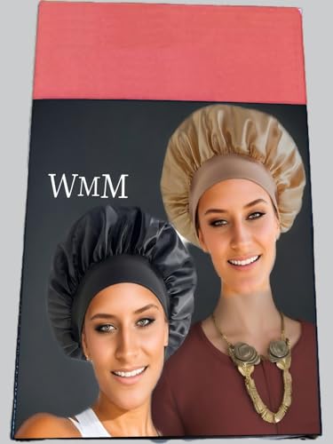 Silk Sleep Cap Set - 2 Pcs Satin Hair Bonnets for Women, Soft Elastic Band, Suitable for Curly & Long Hair - Gold & Black