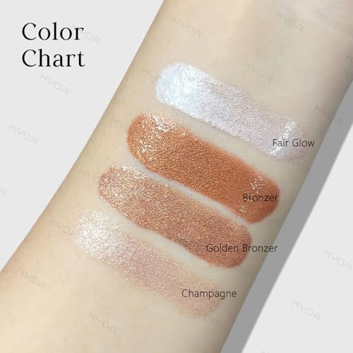 KYDA Liquid Highlighter Drops, Multiuse Liquid Glow Filter Makeup for Face & Body, Glowing Bronzer Drops with Skincare Formula, Radiant Glow Liquid Highlighter Makeup, Champange
