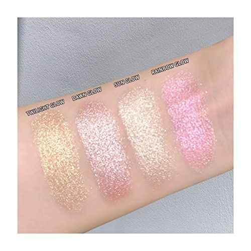 ELESSY Highlighter Makeup Palette,Face Glitter illuminator Palette,Natural Sparkling Finish Highlighter Powder,High Glossy Shimmer Smooth Baked Powder,Lasting Shining Highlighter Palette -SUN GLOW