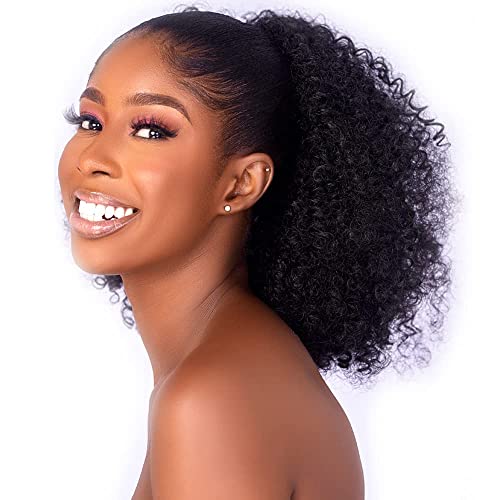 Afro Puff Kinky Curly Drawstring Ponytail Extension with Clips