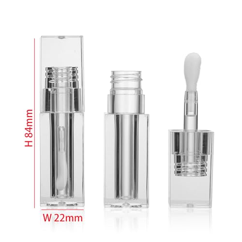 COSIDEA 24pcs PETG 5ml Empty square Transparent lipgloss tubes bulk wholesale with big wand lipgloss containers large doe foot tube for coconut oil bottle
