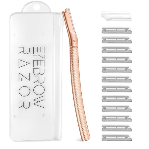 Eyebrow Razor Face Razor for Women with 12 Refill Blades - Dermaplaning & Exfoliation Tool