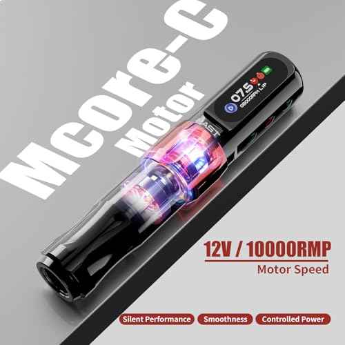 Tattoo Machine Cordless Pen Gun Extra 800mAh Battery Mcore Motor Rotary With 10Pcs Tattoo Cartridge Needles Black Ink Holder Cups For Artists & Beginners