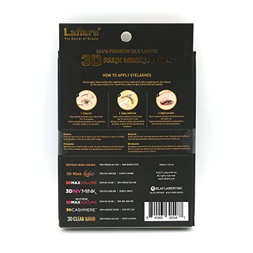 Laflare 3D Faux Mink Eyelashes 5 Pair Pack - Silk Lashes